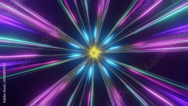 Fototapeta ものすごいスピードで駆け抜ける光の軌跡　カラフルな光の背景