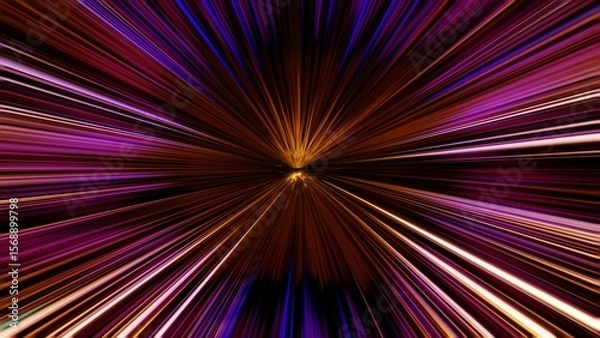 Fototapeta ものすごいスピードで駆け抜ける光の軌跡　カラフルな光の背景