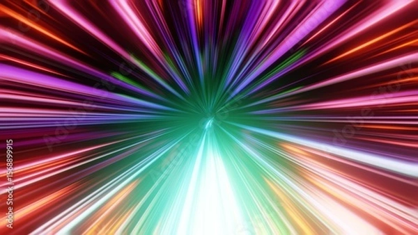Fototapeta ものすごいスピードで駆け抜ける光の軌跡　カラフルな光の背景