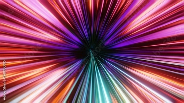 Fototapeta ものすごいスピードで駆け抜ける光の軌跡　カラフルな光の背景