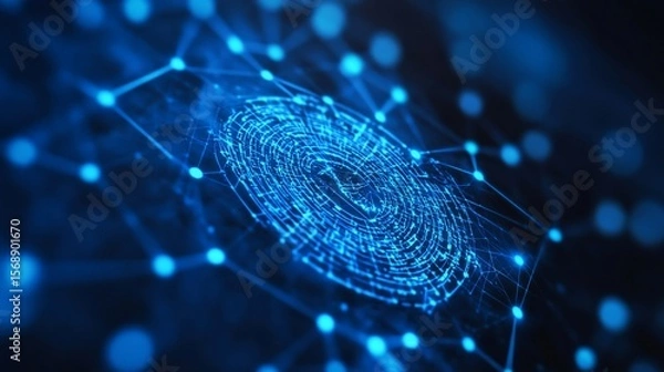 Fototapeta Digital Identity Verification: Futuristic Fingerprint Scan Technology Concept
