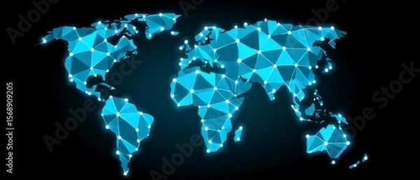 Obraz Digital globe with interconnected nodes representing global network connections