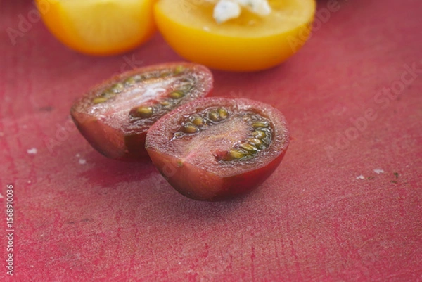 Obraz Sliced tomatoes on a cutting board