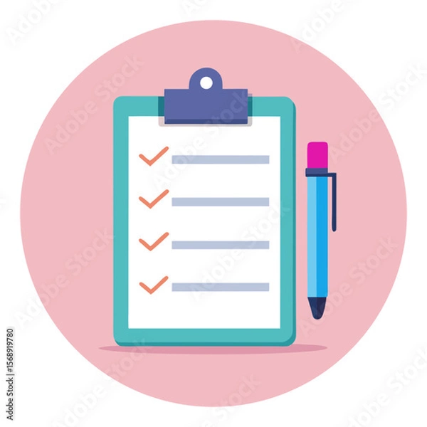 Fototapeta Clipboard Checklist Vector Illustration Task Management Design