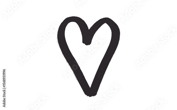 Fototapeta Black heart drawn with ink on transparent background.