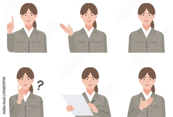 Obraz 作業服を着た女性のイラストセット