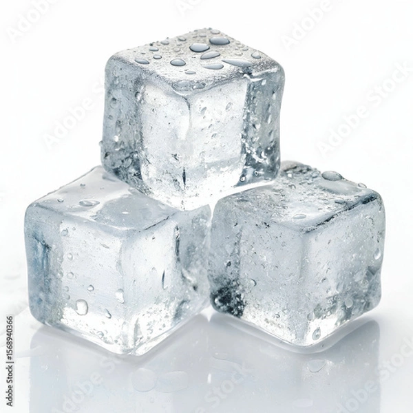 Fototapeta ice cubes on white isolate