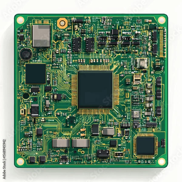 Fototapeta pcb node isolated in White Background, pcb node vector, Flat lay vector illustration