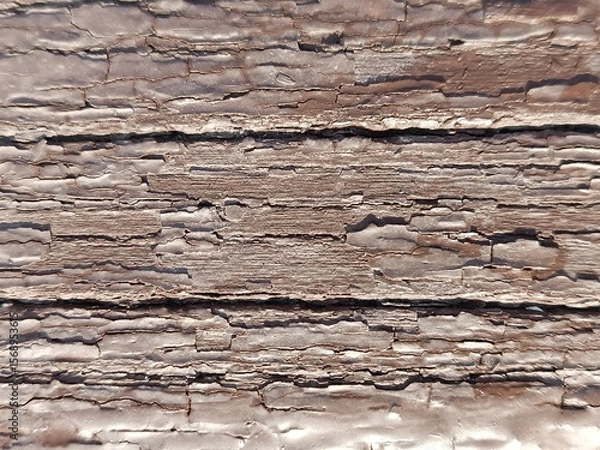 Obraz Close-up of weathered and cracked brown painted wood texture