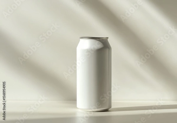 Fototapeta White can mockup, studio shot, soft shadows, product presentation