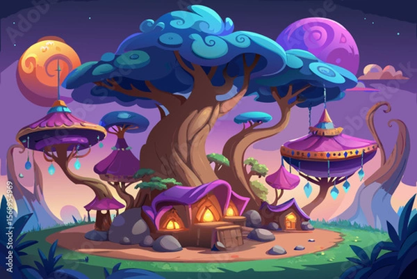 Fototapeta Fantasy Magical Tree Collection Vector