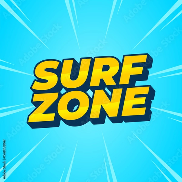 Fototapeta Energetic Surf Zone Text Design with Bright Blue Summer Background