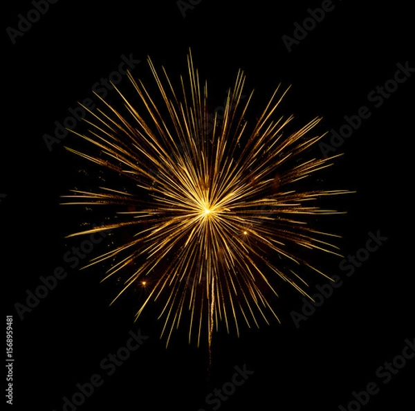 Fototapeta Golden firework sparkling on black background for celebration and anniversary