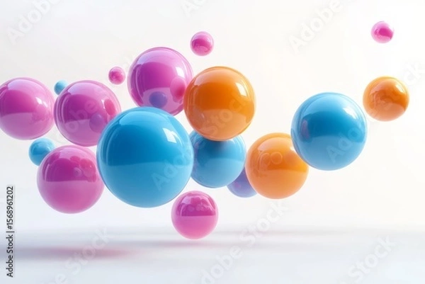 Fototapeta Colorful spheres floating in a white space