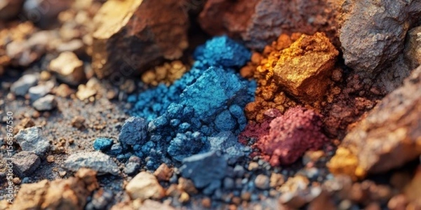 Fototapeta Colorful mineral pigments on rocks