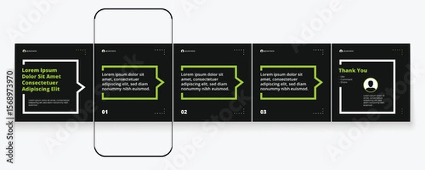 Fototapeta Set of LinkedIn carousel post, social media Instagram carousel post, modern and editable business carousel template design	