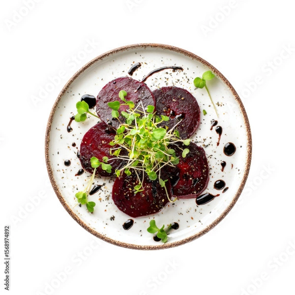Obraz Roasted Beetroot Carpaccio with Microgreens and Balsamic Glaze