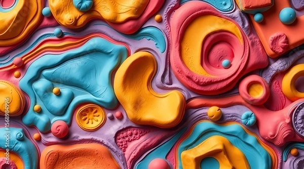 Fototapeta Whimsical clay forms creating an imaginative and bright surface design