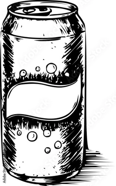 Fototapeta Can of carbonated drink with a blank label on a white background