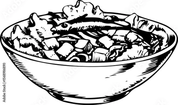 Fototapeta Caesar salad with tuna in a bowl on a white background