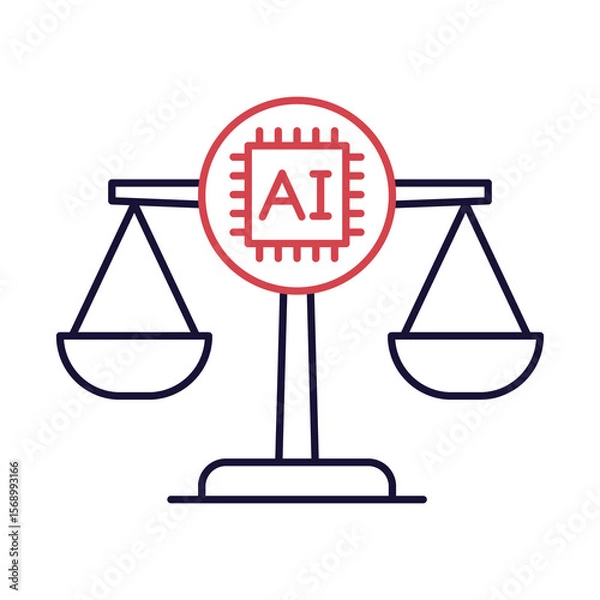 Fototapeta Ethical DilemmaLine icon.  Scales with Conflict Representing Difficult Moral Choices in AI Systems.Simple Line icon..
