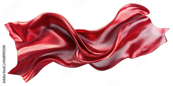 Obraz A Flowing Red Silk Fabric Isolated On A Transparent Background