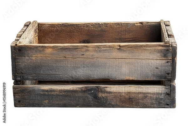 Obraz A Weathered Wooden Crate Isolated On A Transparent Background The Crate Is Made Of Rough Aged Wood And Has A Rustic Vintage Look It Is Perfect For Storing Items Or Displaying Decorative Items