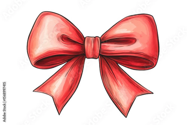 Obraz A Hand-drawn Illustration Of A Red Satin Bow Perfect For Adding A Touch Of Elegance To Your Designs