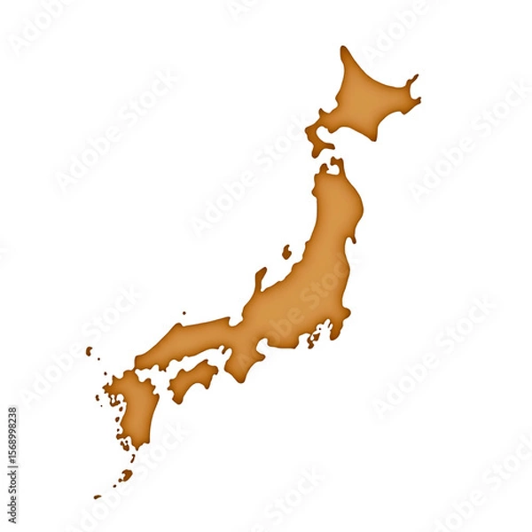 Fototapeta Brown outline map of japan showing its islands isolated on transparent background