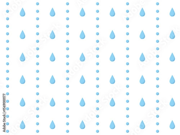 Fototapeta 水彩風の水滴とドットが整然と並ぶ白背景のシームレスベクターパターン｜水滴,ドット,水彩,白背景,シームレス,パターン