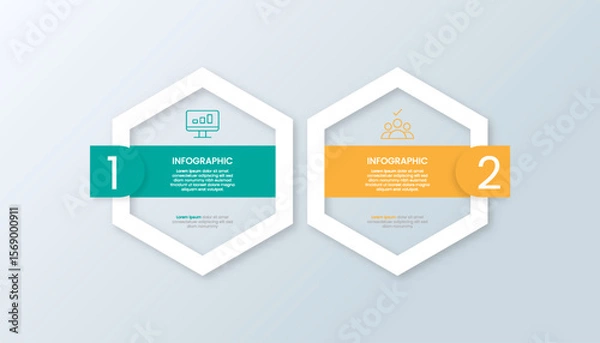 Fototapeta Infographic 2 options hexagon shape with icons