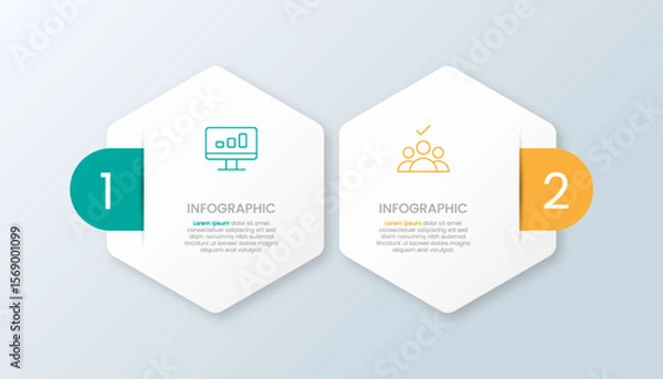 Fototapeta Infographic 2 options hexagon shape with icons