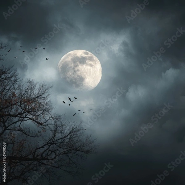 Obraz halloween full moon background