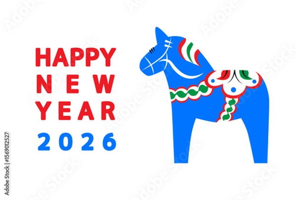 Fototapeta 午年のダーナラホースの年賀状2026