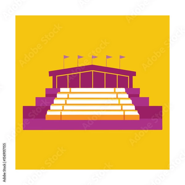 Fototapeta Flat Line Stadium Vector with Bleachers and Arena