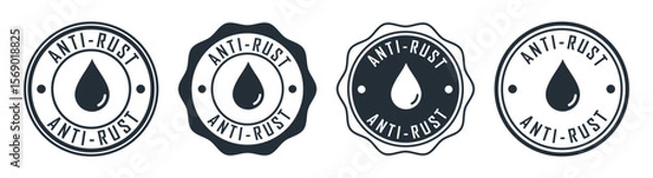 Fototapeta Anti-rust seal set with water drop icon