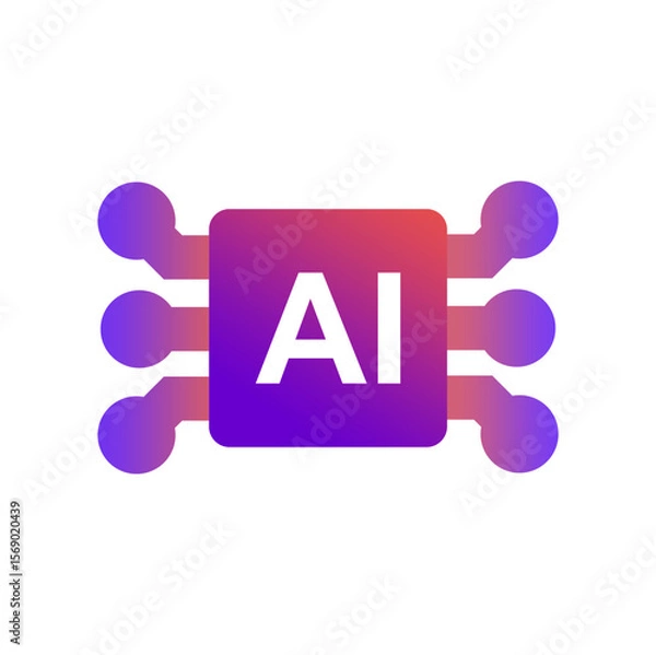 Fototapeta Artificial intelligence icon using gradation color, isolated on white background