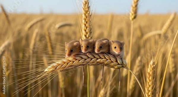 Obraz Field Mouse on Wheat