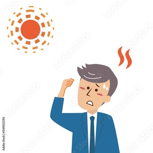 Fototapeta 熱中症　屋外　スーツ姿の男性　のイラスト素材