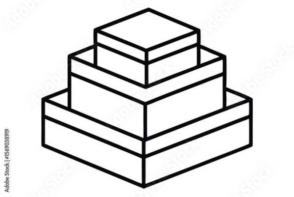 Fototapeta Three-Dimensional Stacked Cubes Geometric Illustration of Structure and Design