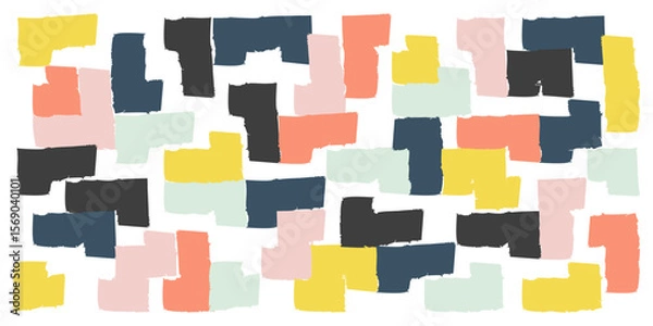 Obraz Hand drawn abstract corner elements, rectangular color grunge frames, chalk text corners, quote frame, geometric pattern. Crayon marker lines, underlines, frames, texture, doodle vector sketch