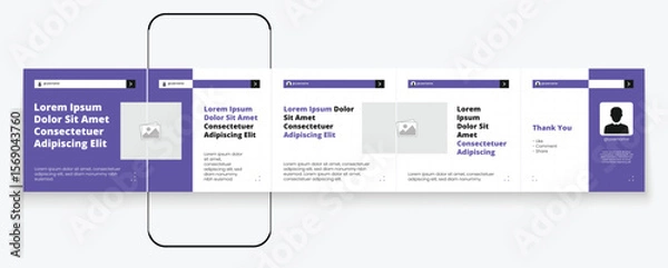 Fototapeta Set of LinkedIn carousel post, social media Instagram carousel post, modern and editable business carousel template design	