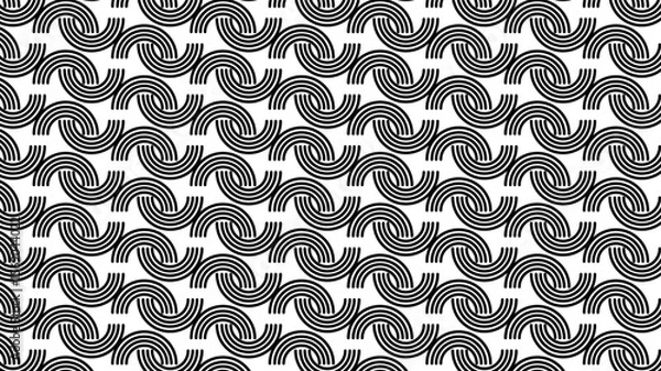 Obraz Black and White Geometric Swirl Seamless Pattern – Abstract Vector Design