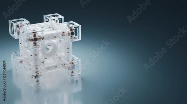 Fototapeta Abstract Quantum Computing Structure with Clear Cubes