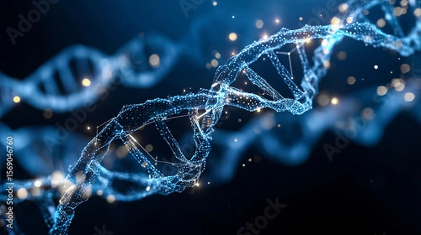 Obraz DNA構造をモチーフにしたAI医療背景.Generative AI