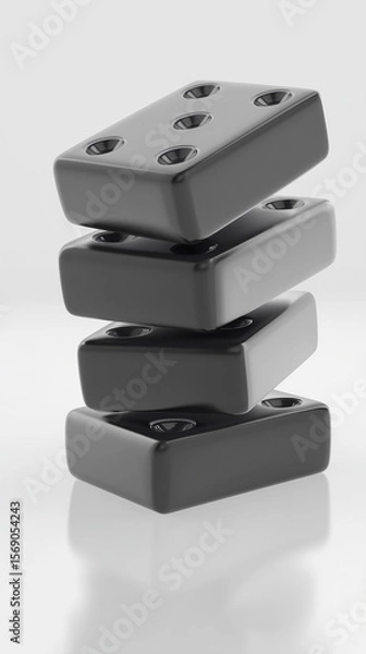 Fototapeta Stack of Four Black Rectangular Blocks with Holes