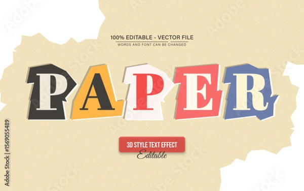 Fototapeta Ransom Note Paper Text Effect Editable