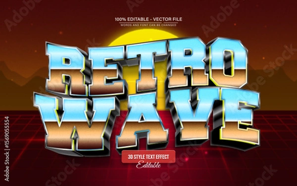 Fototapeta Retro Wave 80S 3D Text Effect for Poster, Logo and T-Shirt Template