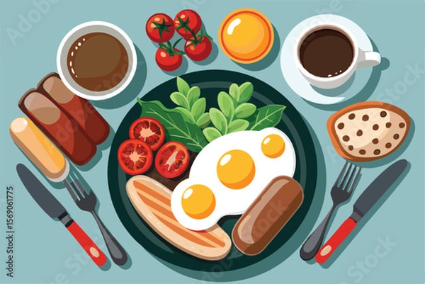 Fototapeta Delicious and Nutritious Breakfast A Complete Guide to a Healthy Morning Meal