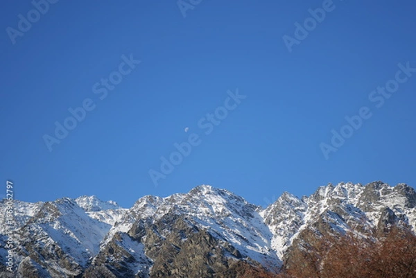 Obraz moon and snow mountain